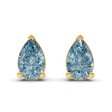 14ct Yellow Gold Three Prong Pear Lab Diamond Stud Earrings (1 Ct. Tw.) front image