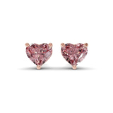 10kt Rose Gold Three Prong Heart Lab Diamond Stud Earrings (8 Ct. Tw.) front image