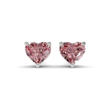 14kt White Gold Three Prong Heart Lab Diamond Stud Earrings (8 Ct. Tw.) front image