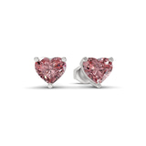 14kt White Gold Three Prong Heart Lab Diamond Stud Earrings (8 Ct. Tw.) side right image one