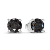 9ct White Gold Four Prong Round Lab Diamond Stud Earrings (1 Ct. Tw.) side right image one
