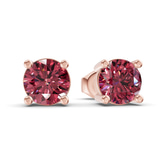 9ct Rose Gold Four Prong Round Lab Diamond Stud Earrings (1 Ct. Tw.) side right image one