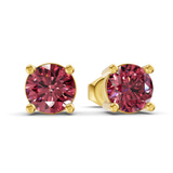 14ct Yellow Gold Four Prong Round Lab Diamond Stud Earrings (1 Ct. Tw.) side right image one
