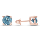9ct Rose Gold Four Prong Round Lab Diamond Stud Earrings (1 Ct. Tw.) standing product image one