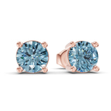 9ct Rose Gold Four Prong Round Lab Diamond Stud Earrings (1 Ct. Tw.) side right image one