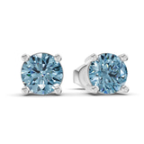 9ct White Gold Four Prong Round Lab Diamond Stud Earrings (1 Ct. Tw.) side right image one