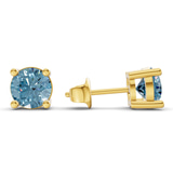 10kt Yellow Gold Four Prong Round Lab Diamond Stud Earrings (3 Ct. Tw.) standing product image one