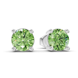 9ct White Gold Four Prong Round Lab Diamond Stud Earrings (1 Ct. Tw.) side right image one