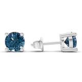 Platinum Four Prong Round Lab Diamond Stud Earrings (8 Ct. Tw.) standing product image one