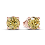 9ct Rose Gold Four Prong Round Lab Diamond Stud Earrings (4 Ct. Tw.) side right image one