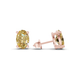 9ct Rose Gold Four Prong Oval Lab Diamond Stud Earrings (2 Ct. Tw.) standing product image one
