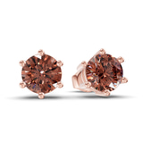 14kt Rose Gold Six Prong Round Lab Diamond Stud Earrings (1 Ct. Tw.) side right image one