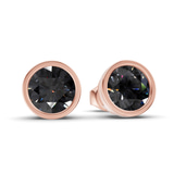 14kt Rose Gold Classic Bezel Round Lab Diamond Stud Earrings (1 Ct. Tw.) side right image one