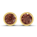 10kt Yellow Gold Classic Bezel Round Lab Diamond Stud Earrings (1 Ct. Tw.) front image