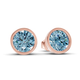 10kt Rose Gold Classic Bezel Round Lab Diamond Stud Earrings (1 Ct. Tw.) side right image one