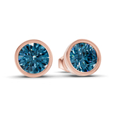 14kt Rose Gold Classic Bezel Round Lab Diamond Stud Earrings (8 Ct. Tw.) side right image one