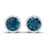 10kt White Gold Classic Bezel Round Lab Diamond Stud Earrings (1 Ct. Tw.) front image