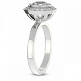 2.31 Ct Round Cut Upturned Dome Bezel Halo Lab Diamond Ring in Platinum left
