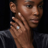 Platinum Kourtney Kardashian Secret Double Halo Eternity Lab Diamond Ring model image