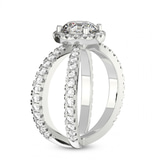 4.00 Ct Cushion Cut Electra Criss Cross Halo Lab Diamond Ring in 14kt White Gold left