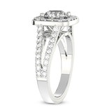 1.31 Ct Round Cut Rosalind Split Shank Halo Lab Diamond Ring in 14kt White Gold left