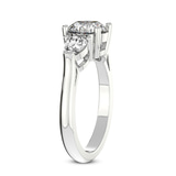 2.51 Ct Oval Cut Della Three stone Side Pear Lab Diamond Ring in 14kt White Gold left