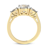1.56 Ct Round Cut Leona Three stone Side Pear Lab Diamond Ring in 14kt Yellow Gold right