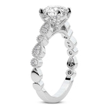 1.31 Ct Round Cut Filippa Milgrain Lab Diamond Ring in 18kt White Gold left