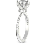 2.04 Ct Round Cut Mereia Secret Halo Lab Diamond Ring in 18kt White Gold left