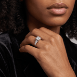 Platinum Josephine Four Prong Side Stone Lab Diamond Ring model image