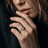 18kt Rose Gold Pamela Eternity Side Stone Lab Diamond Ring model image two