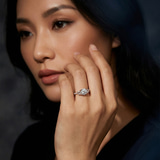Platinum Lavinia Three Stone Trapezoid Lab Diamond Ring model image