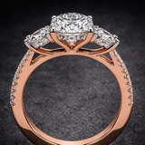 Platinum Lavinia Three Stone Trapezoid Lab Diamond Ring color product image two
