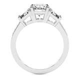 3.60 Ct CUSHION Cut Daria Trapezoid Three Stone Lab Diamond Ring in 18kt White Gold right