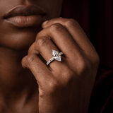 14kt Rose Gold Opalina Charm Side Stone Lab Diamond Ring model image two