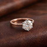 10kt Rose Gold Six Prong Solitaire 1.5mm Lab Diamond Ring color product image one
