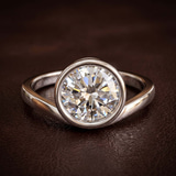 Platinum Bezel Crest Solitaire Lab Diamond Ring color product image one