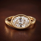 14ct Yellow Gold Bezel Crest Solitaire Lab Diamond Ring color product image two
