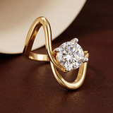 9ct Rose Gold Crest Sculpt Four Prong Solitaire Lab Diamond Ring color product image one
