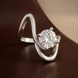 9ct Yellow Gold Crest Sculpt Four Prong Solitaire Lab Diamond Ring color product image two
