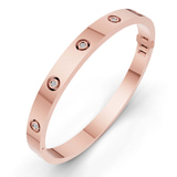 14kt Rose Gold Round Flush Set Lab Diamond Bangle Bracelet (1 Ct. Tw.) right