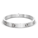 14kt White Gold Round Flush Set Lab Diamond Bangle Bracelet (1 Ct. Tw.) front image