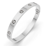 14kt White Gold Round Flush Set Lab Diamond Bangle Bracelet (1 Ct. Tw.) right