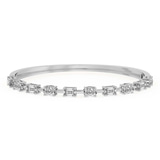 14ct White Gold Emerald & Oval Fusion Lab Diamond Openable Bangle Bracelet (1 Ct. Tw.) front image