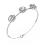 14ct White Gold Spiral Eleve Round Lab Diamond openable bracelet (1 Ct. Tw.) right
