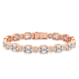 10kt Rose Gold Amalthea Emerald and Round Lab Diamond Tennis Bracelet (3 Ct. Tw.) front image