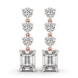 10kt Rose Gold Emerald and Round Fashion Lab Diamond Dangle Earrings (1 Ct. Tw.) front image
