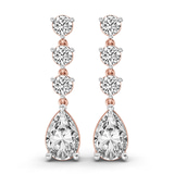 10kt Rose Gold Pear and Round Fashion Lab Diamond Dangle Earrings (1 Ct. Tw.) front image
