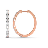 9ct Rose Gold Olea Emerald and Round Lab Diamond Hoop Earrings (3 Ct. Tw.) left