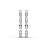 9ct Rose Gold Olea Emerald and Round Lab Diamond Hoop Earrings (3 Ct. Tw.) right